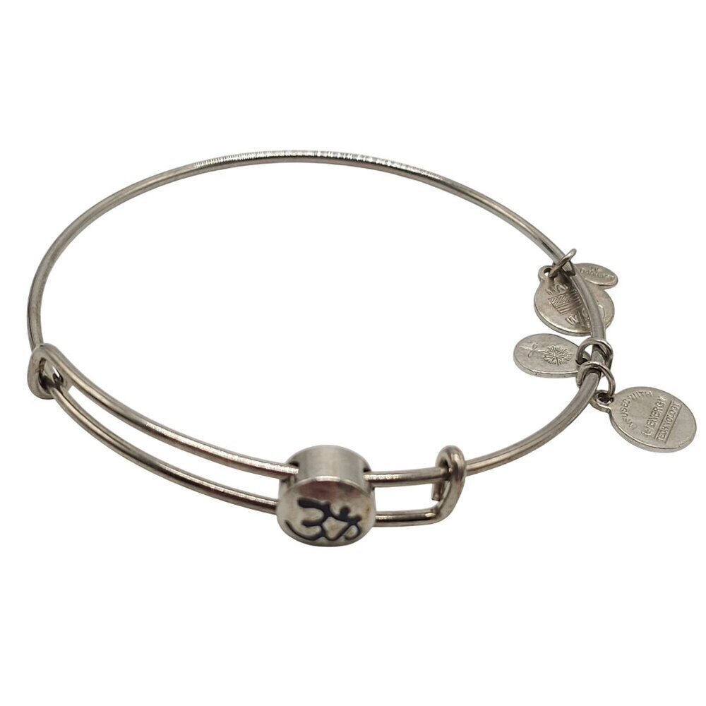 Alex and Ani Silver Tone OM Charm Bangle Bracelet